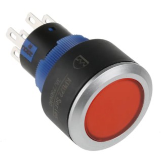 RS PRO Illuminated Push Button Switch Momentary Panel Mount DPDT Red LED IP65 250 V 175-8245
