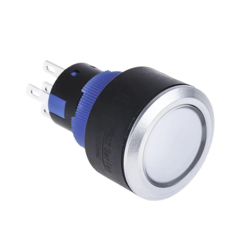 RS PRO Illuminated Push Button Switch Momentary Panel Mount SPDT Blue LED IP65 250 V 3, 5A 175-8291