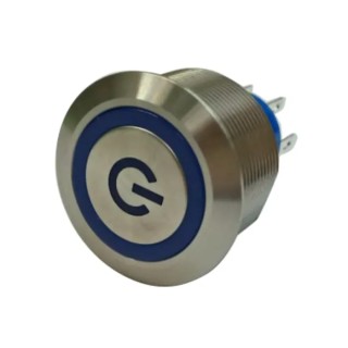 RS PRO Illuminated Push Button Switch Momentary Panel Mount SPDT Blue LED IP67 250V AC 175-8379