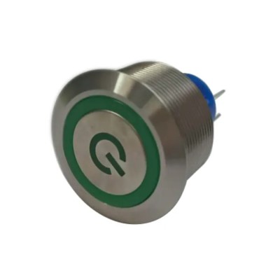 RS PRO Illuminated Momentary Push Button Switch, Panel Mount, 25.2 mm Cutout, SPDT, Green LED, IP67, 250 V AC 3.5A 175-8380