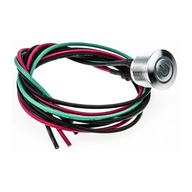 RS PRO Illuminated Momentary Push Button Switch Panel Mount SPST White LED IP67 16 mm Cutout 36 V dc 2A 175-8446