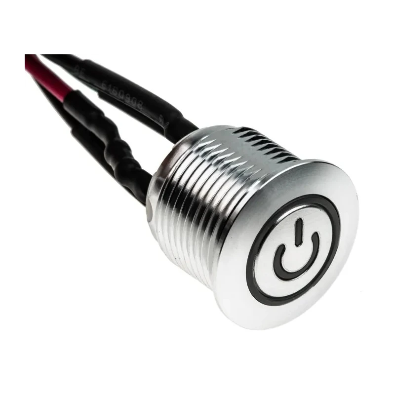 RS PRO Illuminated Momentary Push Button Switch Panel Mount SPST White LED IP67 16 mm Cutout 36 V dc 2A 175-8446