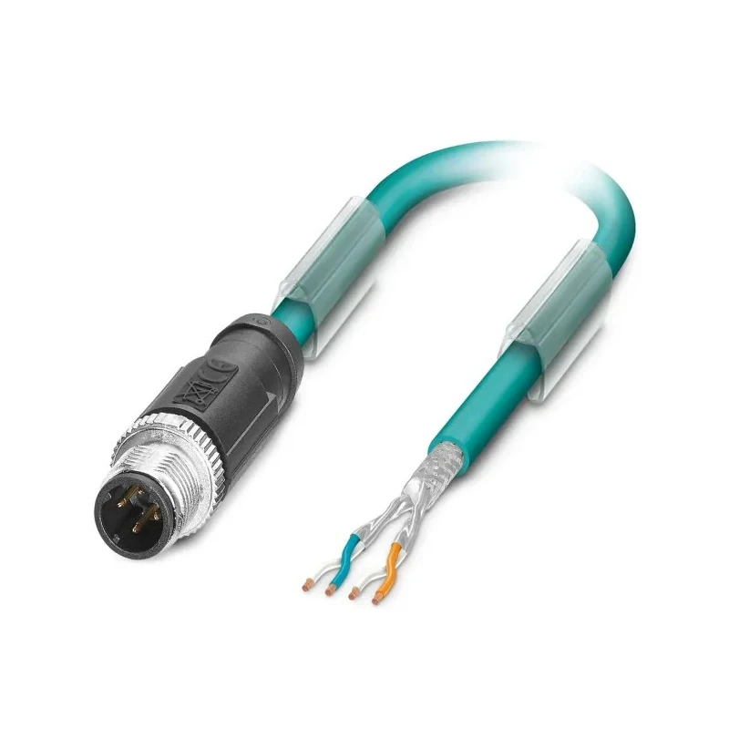 Phoenix Contact SAC-4P-M12MSD/10.0-931 Cat5 Shielded Ethernet Cable 2 Core Blue Polyurethane Jacket 10 m 60V 1569414