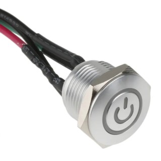 RS PRO Illuminated Momentary Push Button Switch Panel Mount 16 mm Cutout SPST Green LED IP67 36 V dc 175-8632
