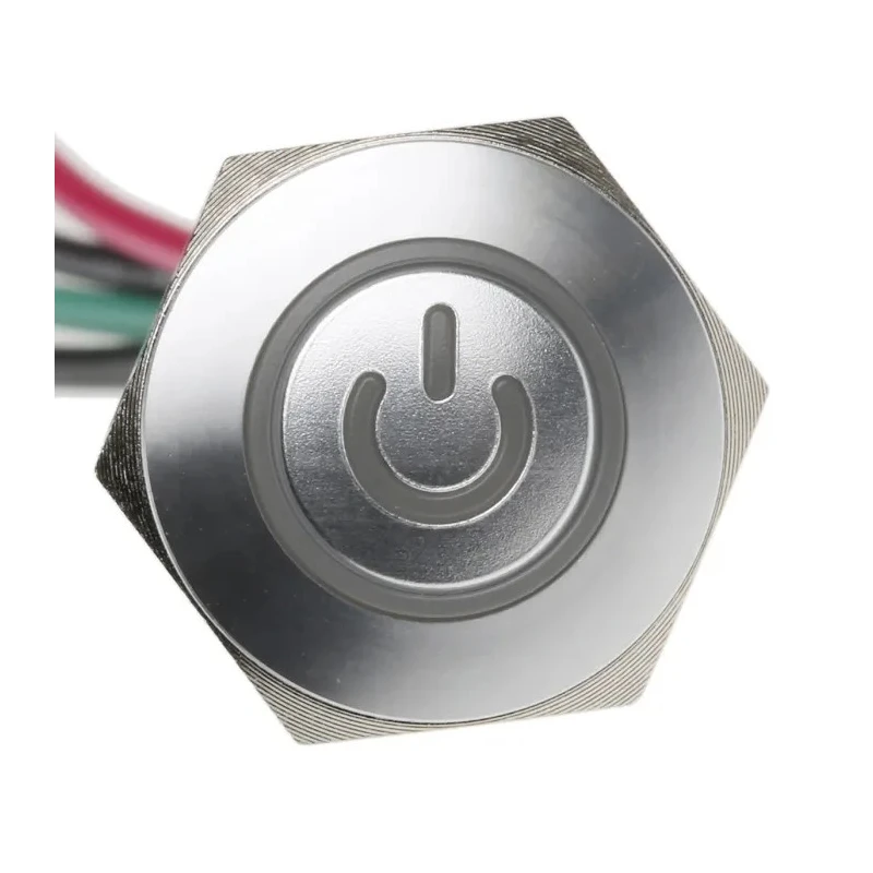 RS PRO Illuminated Momentary Push Button Switch Panel Mount 16 mm Cutout SPST Green LED IP67 36 V dc 175-8632