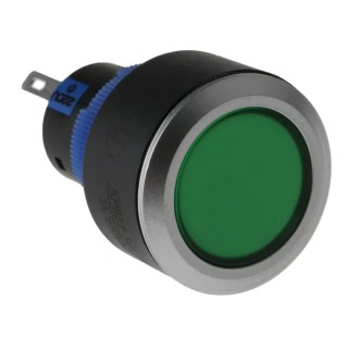 RS PRO Illuminated Push Button Switch, Momentary, Panel Mount, 22.2 mm Cutout, SPDT, Green LED, IP65, 250 V AC 175-8992