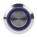 RS PRO Illuminated Push Button Switch Momentary Panel Mount 22.2 mm Cutout DPDT Blue LED IP67 250V AC 175-9251