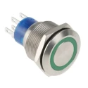 RS PRO Illuminated Momentary Push Button Switch Panel Mount DPDT Green LED IP67 250V 175-9252