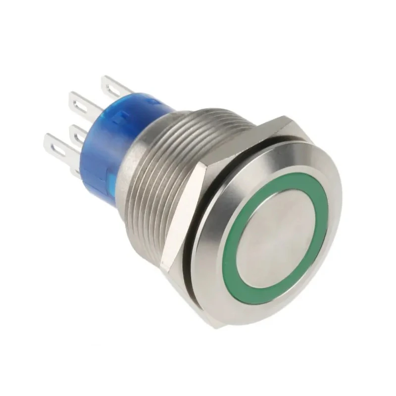 RS PRO Illuminated Momentary Push Button Switch Panel Mount DPDT Green LED IP67 250V 175-9252