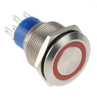 RS PRO Illuminated Momentary Push Button Switch Panel Mount DPDT Red LED IP67 250 V 175-9284