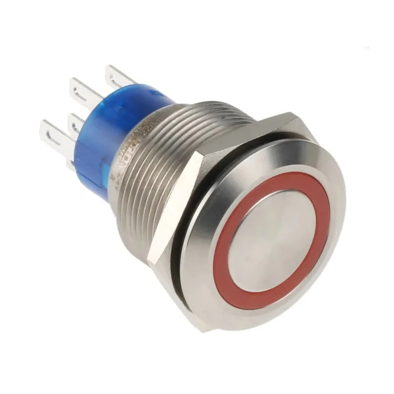 RS PRO Illuminated Momentary Push Button Switch Panel Mount DPDT Red LED IP67 250 V 175-9284