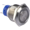 RS PRO Illuminated Push Button Switch Momentary Panel Mount SPDT Green LED IP67 22.2 mm Cutout 250V AC 175-9326