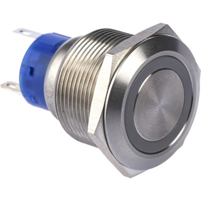 RS PRO Illuminated Push Button Switch Momentary Panel Mount SPDT Green LED IP67 22.2 mm Cutout 250V AC 175-9326