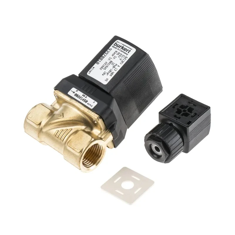 Burkert Solenoid Valve 2 Port NC Brass Body 24V DC 10W 13mm Orifice 10 Bar Operating Pressure 221602