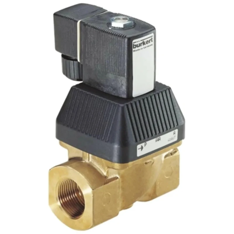 Burkert 2 Port Normally Closed Brass Solenoid Valve 24V DC, 13mm Orifice, 10 bar, IP65 221618