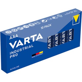 Varta Industrial Pro Alkaline AAA Battery 1.5 V, 1.25Ah Capacity, LR03 IEC Code, 10 Pack 4008496356652