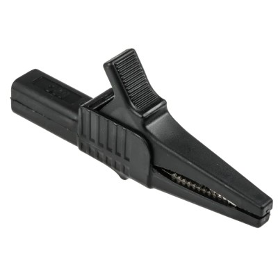 Staubli Black Crocodile Clip 32A Brass Contact Insulated Nylon 20mm Jaw Opening 66.9755-21