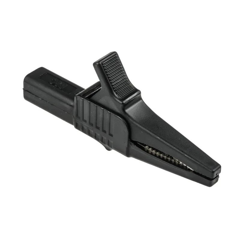 Staubli Black Crocodile Clip 32A Brass Contact Insulated Nylon 20mm Jaw Opening 66.9755-21