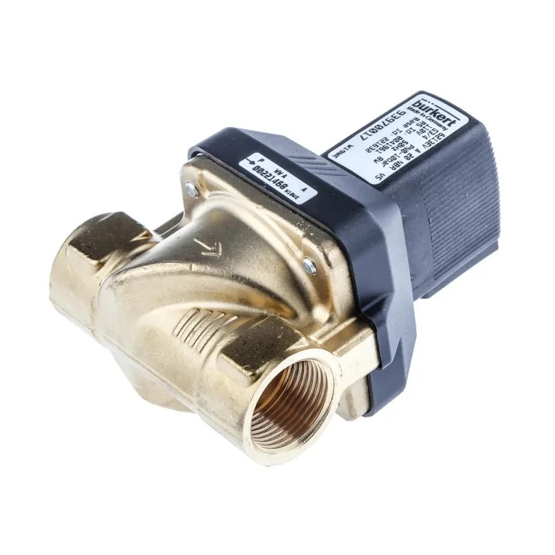 Burkert 2-Port Normally Closed Solenoid Valve DN 10 to 65 mm, Nickel Plated Brass, 110V AC, IP65, Series 221 Model 221632