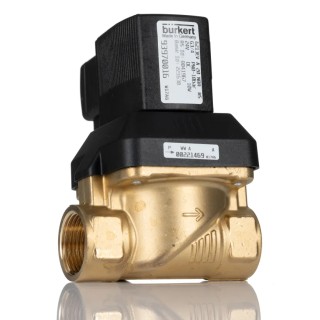 Burkert Solenoid Valve 2 Port NC Brass Body 24V DC 10 bar Operating Pressure 20mm Orifice 221630