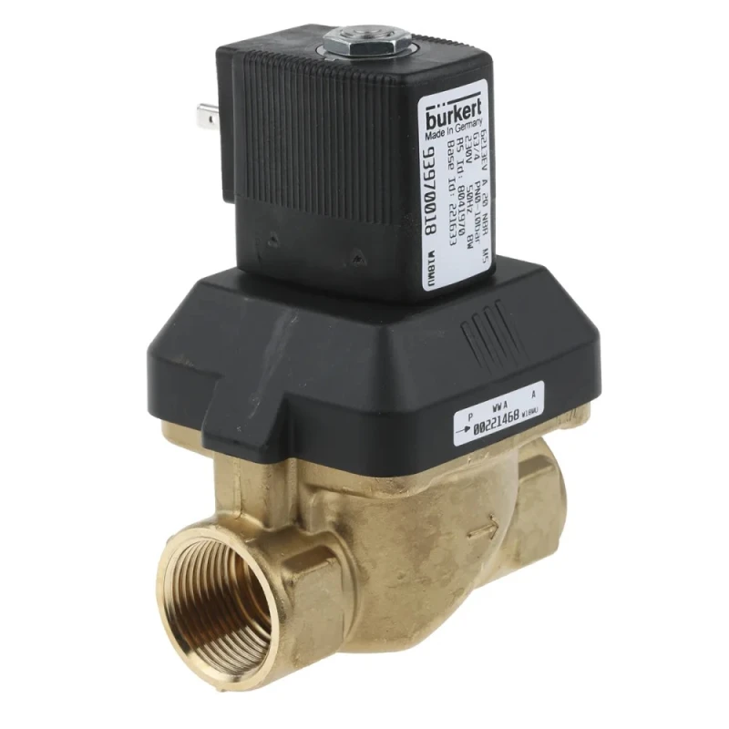Burkert Solenoid Valve, 2 Port, NC, DN 10 to 65 mm, Brass Body, 230V AC, 10 bar, IP65 221633