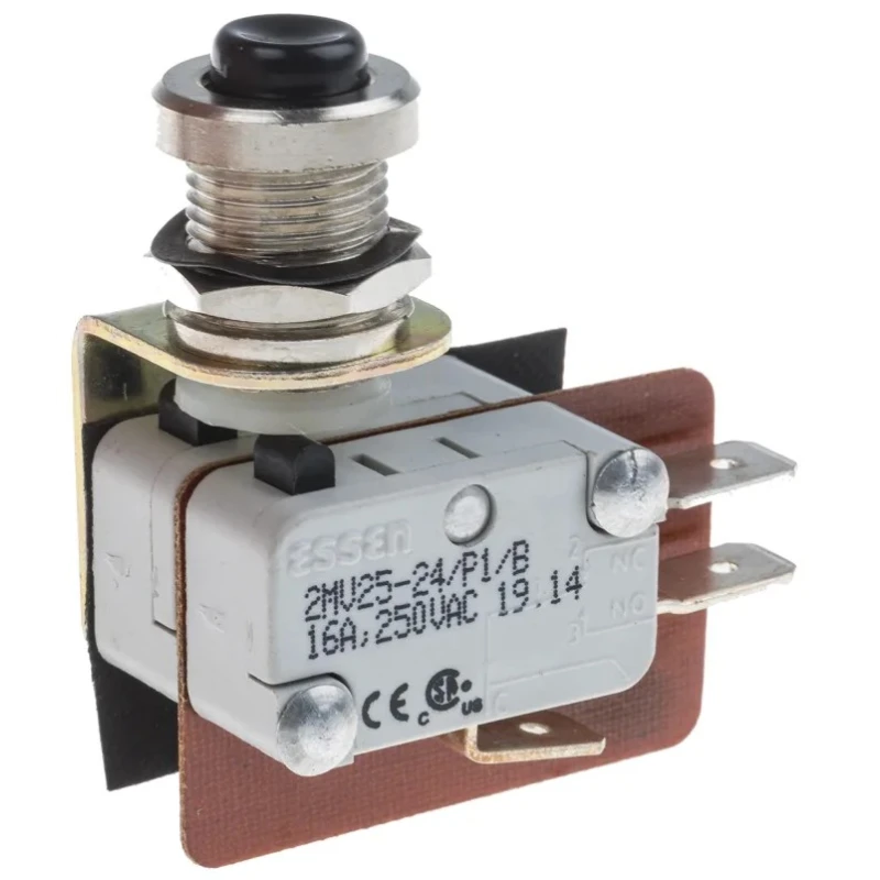 RS PRO Button Micro Switch Quick Connect Terminal 16A 250V AC DPST 804-6247