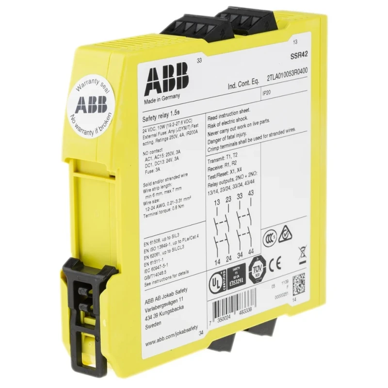 ABB Jokab SSR42 Safety Relay 24V DC Coil Voltage 4 Safety Contacts Multi-Reset Screw Terminal Germany SSR42