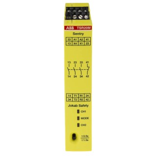 ABB Jokab Safety Relay, 375V dc Coil Voltage, 4 Safety Contacts, 3 NO/1 NC, Multi-Reset, Screw Terminals, CE Approved TSR20M