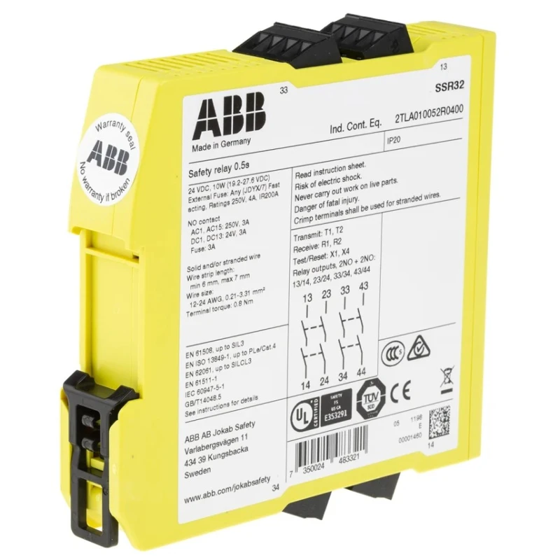 ABB Jokab 24V DC Safety Relay 4 Safety Contacts Multi-Reset SSR32 2TLA010052R0400