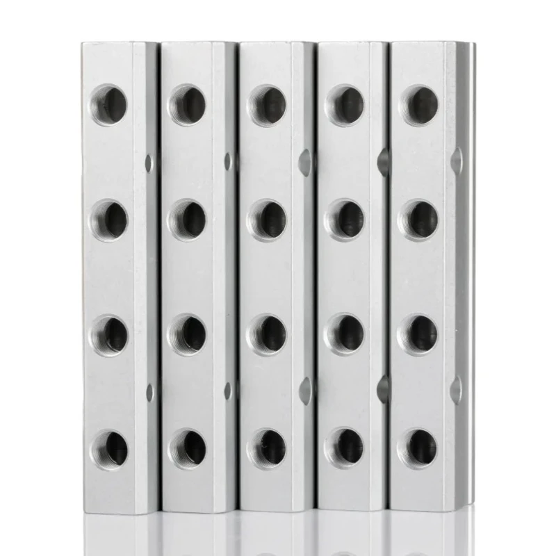 RS PRO Aluminium 4 Outlet Pneumatic Manifold 2 Inlets 3/8 in BSP 1/4 in BSP Nickel Plated 75 bar 300°C 176-1103