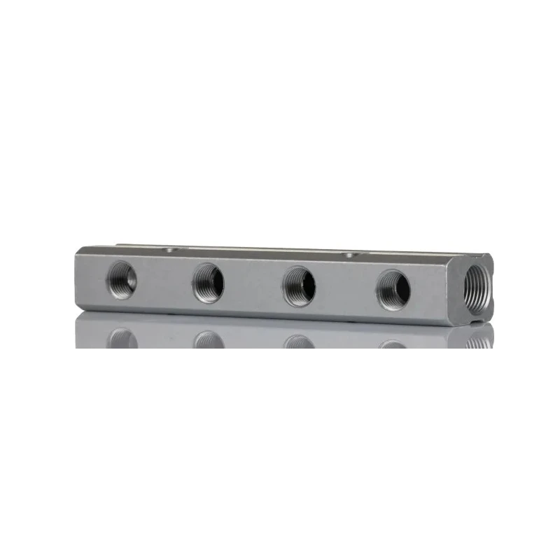 RS PRO Aluminium 4 Outlet Pneumatic Manifold 2 Inlets 3/8 in BSP 1/4 in BSP Nickel Plated 75 bar 300°C 176-1103