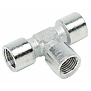 RS PRO Brass Pneumatic Tee Threaded Adapter Female G 1/2 in to Female G 25.5 mm, Nickel-Plated, 50 bar, RoHS 176-1062