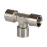 RS PRO Brass Pneumatic Tee Threaded Adapter Female G 1/4 inch to Female G 16.5 mm, 100 bar, Nickel-Plated 176-1060