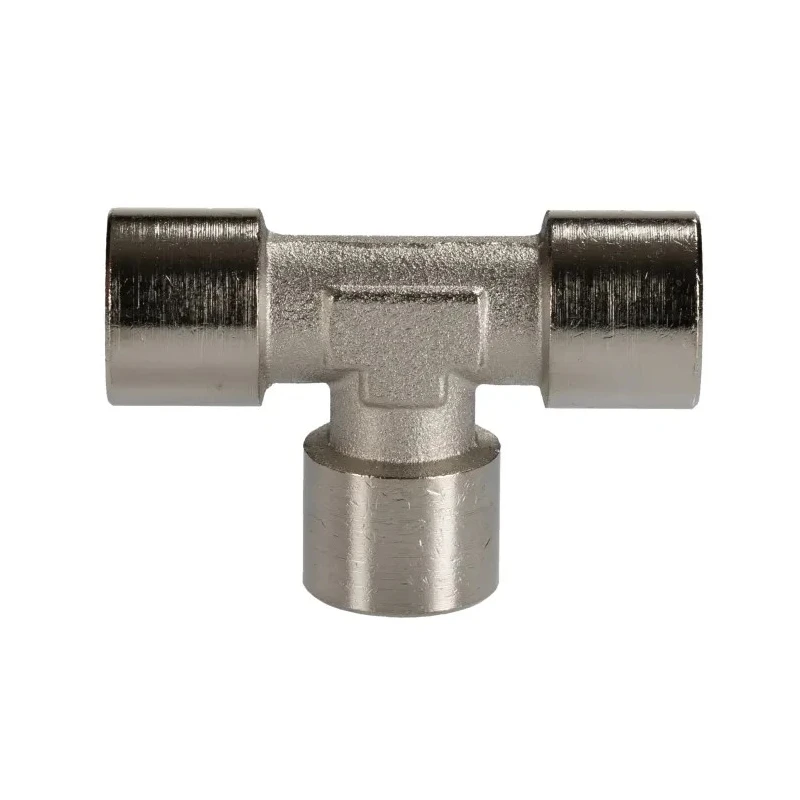 RS PRO Brass Pneumatic Tee Threaded Adapter Female G 1/4 inch to Female G 16.5 mm, 100 bar, Nickel-Plated 176-1060