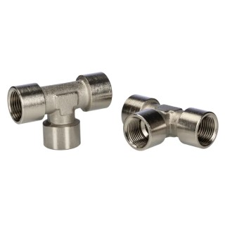 RS PRO Brass Tee Threaded Adapter Fitting Female G 3/8 in to Female G 20.5 mm 75 bar 176-1061