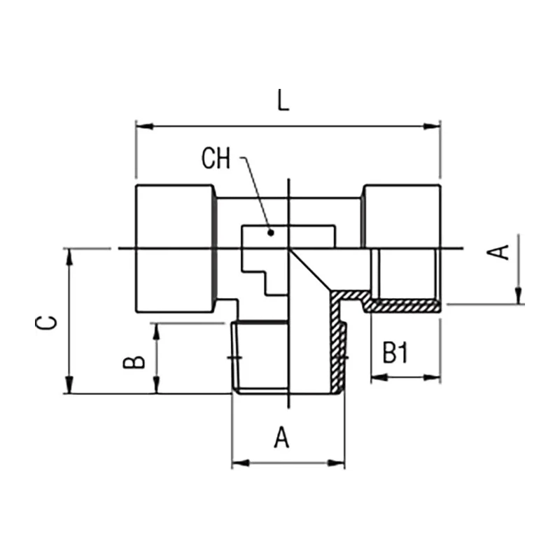 RS PRO Brass Fitting Tee Threaded Adapter Male G 1/2 in to Female 1/2 in 50 bar 176-1068
