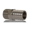 RS PRO Hose Connector 12 mm ID Male BSPT Adapter Nickel Plated Brass 5 MPa 50 bar 300°C 176-2025