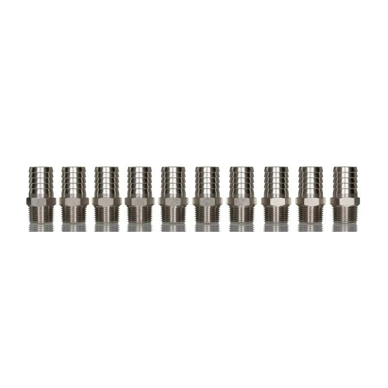 RS PRO Hose Connector 12 mm ID Male BSPT Adapter Nickel Plated Brass 5 MPa 50 bar 300°C 176-2025
