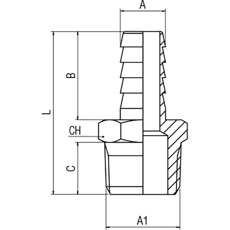 RS PRO Hose Connector 18 mm ID Threaded, Nickel Plated Brass, Male BSPT Connection, 5 MPa 50 bar 300°C 176-2030