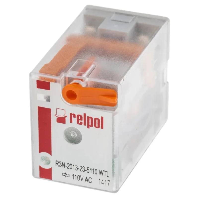 Relpol Power Relay Plug-In Terminal 110V AC Coil 10A Switching Current 3PDT Silver Alloy Contacts R3N-2013-23-5110-WTL