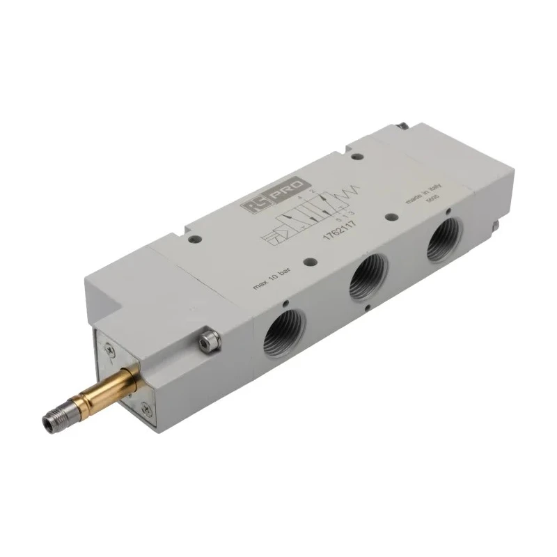RS PRO Pneumatic Solenoid Valve 5/2 Monostable Solenoid G 1/2 in, Aluminium Body, 12V DC, 24V AC/DC, 110V AC, 220V 176-2117