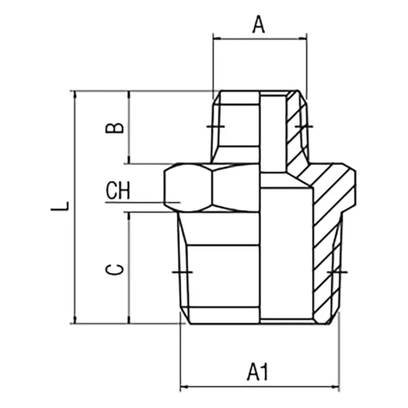 RS PRO Stainless Steel Straight Hexagon Reducing Nipple Fitting Male R 1/2 in to R 3/4 in 140 Bar 110°C to 330°C 176-2185