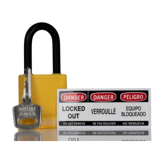 ABUS Steel and Aluminium Safety Padlock Weatherproof 6.5 mm Shackle Diameter 38 mm Body 74/40YELLOW KD