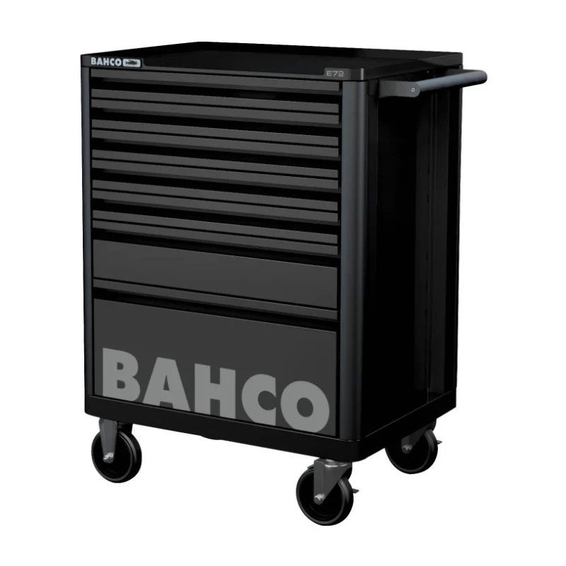 Bahco 7 Drawer Wheeled Roller Cabinet Solid Steel 600kg Load Capacity 510x693x965mm 1472K7BLACK