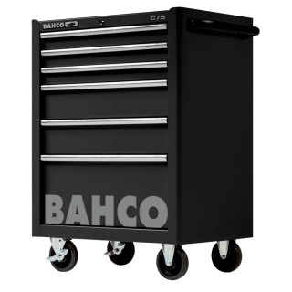 Bahco 6 Drawer Wheeled Tool Trolley Solid Steel Load Capacity 600kg 1475K6BLACK