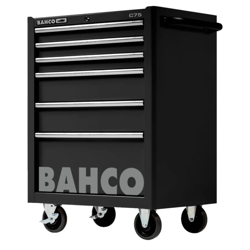 Bahco 6 Drawer Wheeled Tool Trolley Solid Steel Load Capacity 600kg 1475K6BLACK