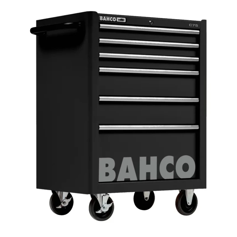 Bahco 6 Drawer Wheeled Tool Trolley Solid Steel Load Capacity 600kg 1475K6BLACK