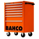 Bahco 7 Drawer Wheeled Tool Trolley Solid Steel Frame Orange 600kg Load Capacity 1475K7