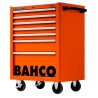 Bahco 7 Drawer Wheeled Tool Trolley Solid Steel Frame Orange 600kg Load Capacity 1475K7