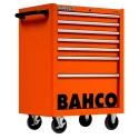 Bahco 7 Drawer Wheeled Tool Trolley Solid Steel Frame Orange 600kg Load Capacity 1475K7